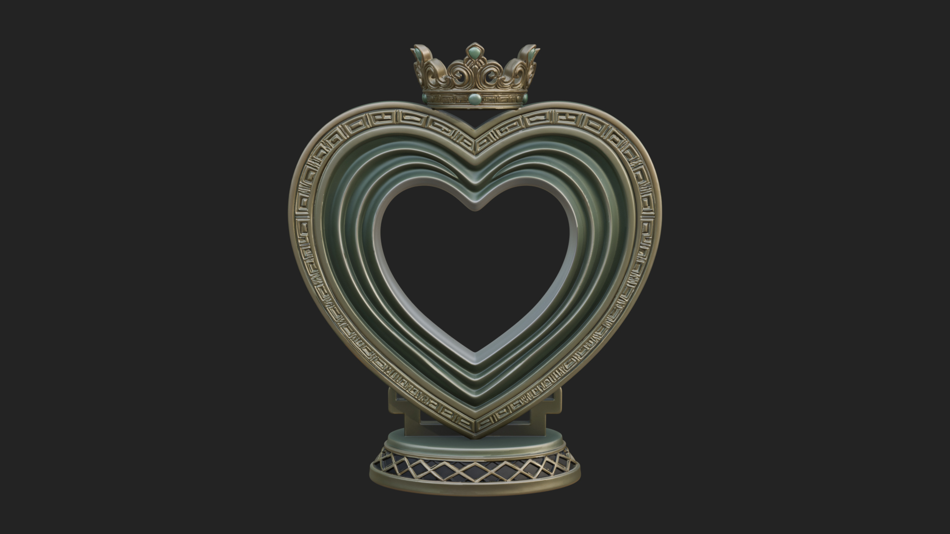 Ornate Framed Heart Plaque Design 103 3D Print Model 3D Model