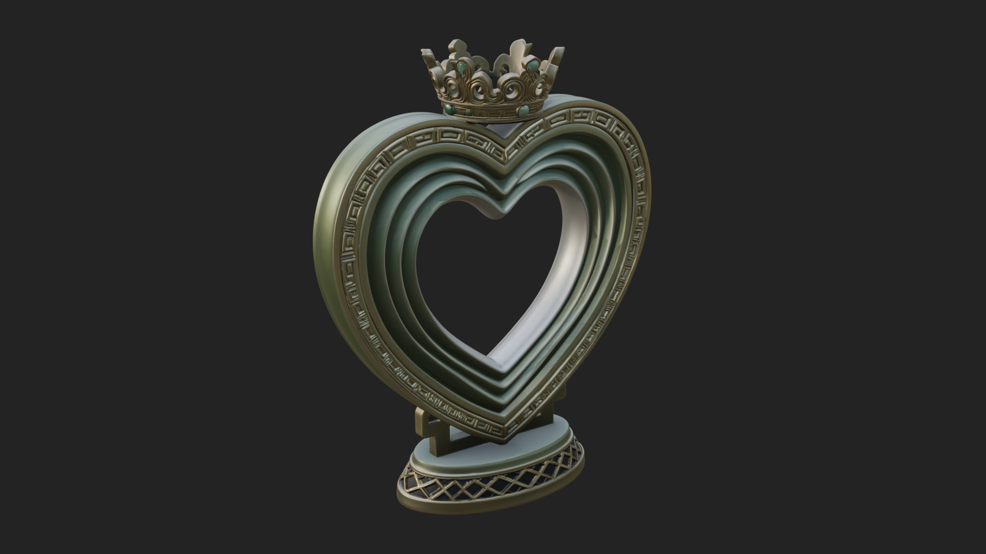 Ornate Framed Heart Plaque Design 103 3D Print Model 3D Model