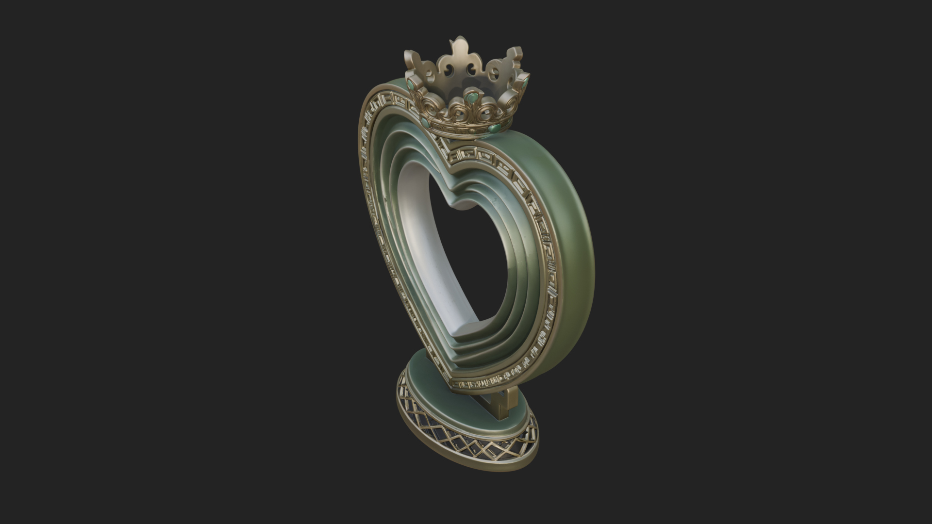 Ornate Framed Heart Plaque Design 103 3D Print Model 3D Model