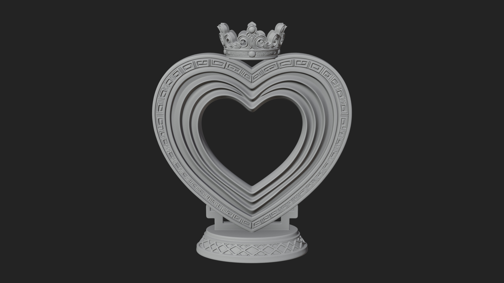 Ornate Framed Heart Plaque Design 103 3D Print Model 3D Model