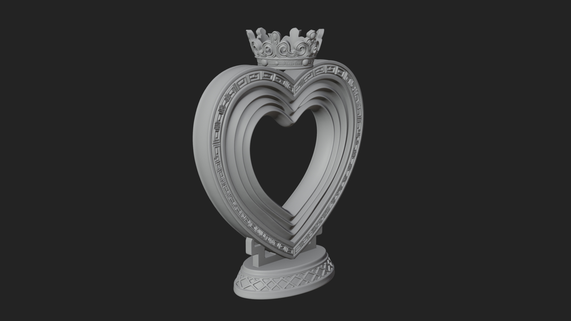 Ornate Framed Heart Plaque Design 103 3D Print Model 3D Model