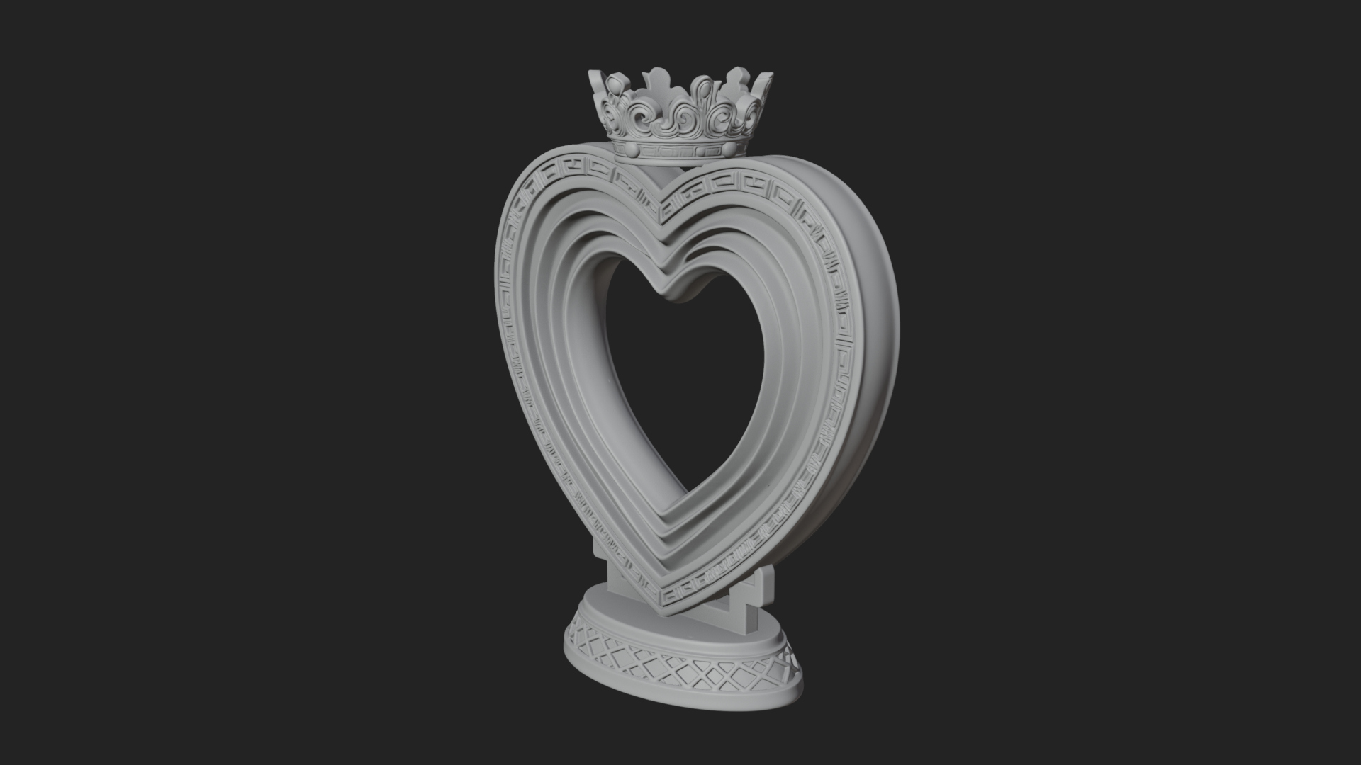 Ornate Framed Heart Plaque Design 103 3D Print Model 3D Model