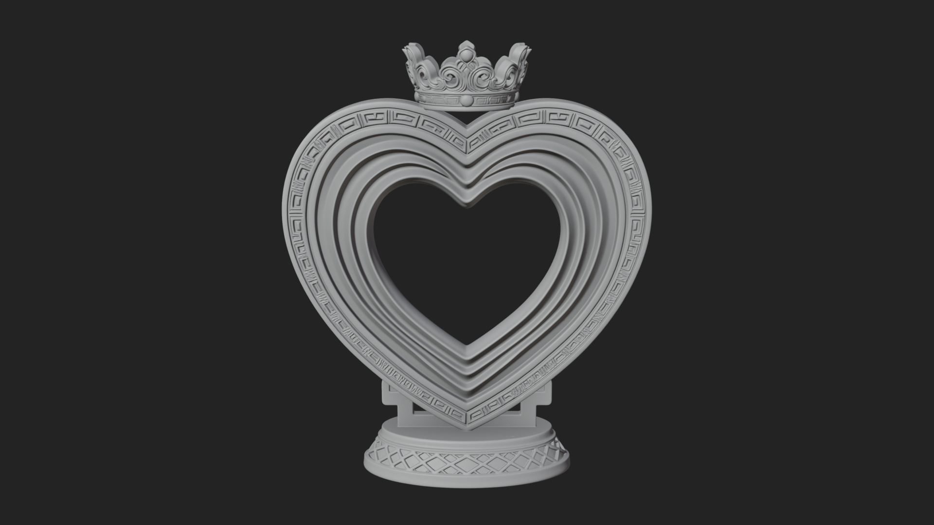 Ornate Framed Heart Plaque Design 103 3D Print Model 3D Model