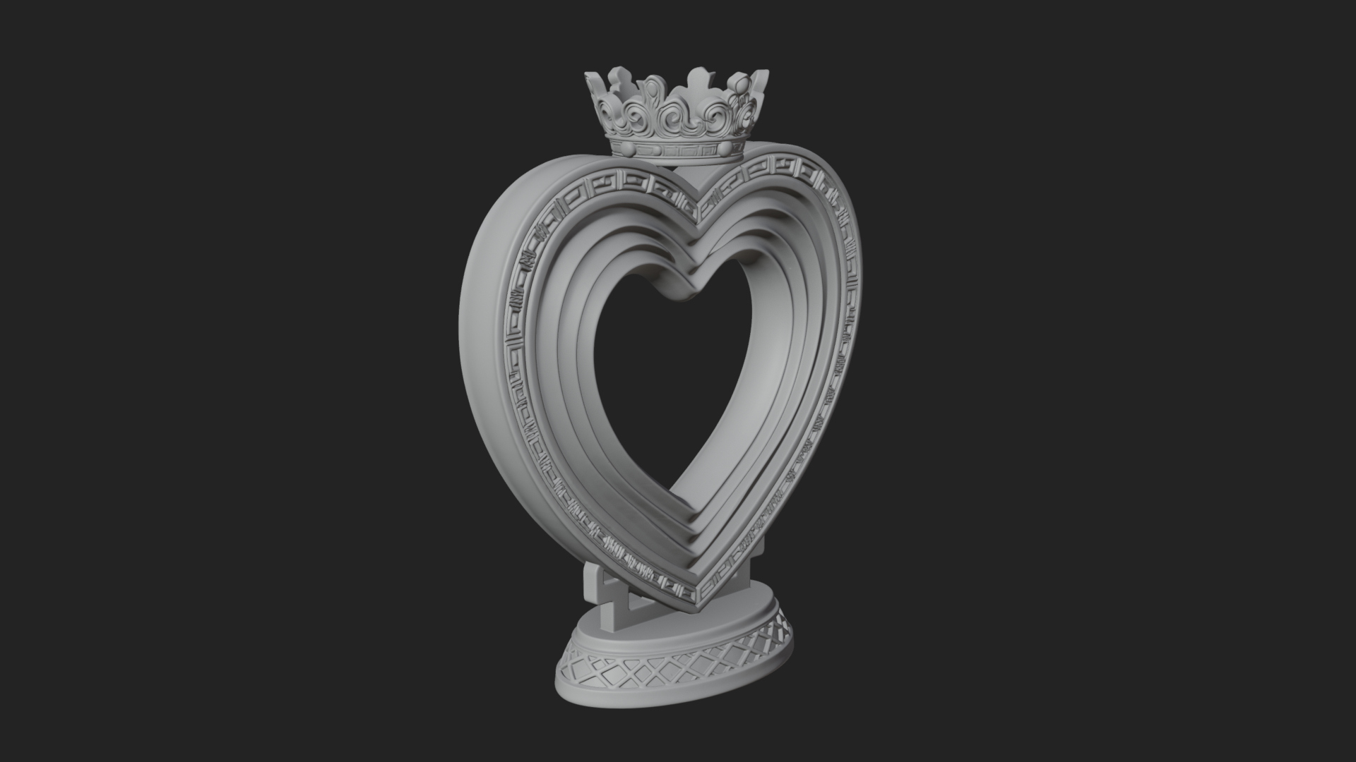 Ornate Framed Heart Plaque Design 103 3D Print Model 3D Model