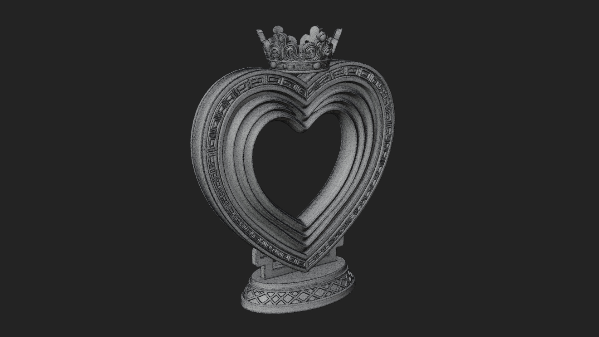 Ornate Framed Heart Plaque Design 103 3D Print Model 3D Model