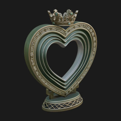 Ornate Framed Heart Plaque Design 103 3D Print Model