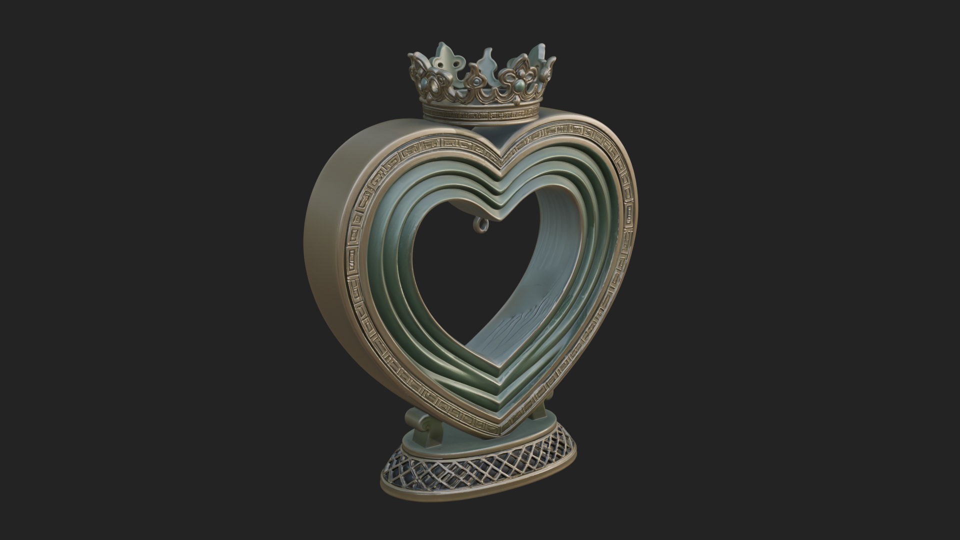 Ornate Framed Heart Plaque Design 104 3D Print Model 3D Model