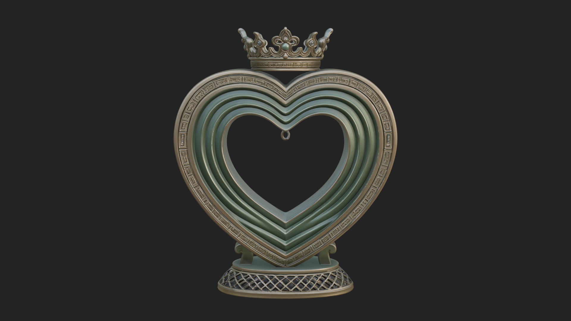 Ornate Framed Heart Plaque Design 104 3D Print Model 3D Model