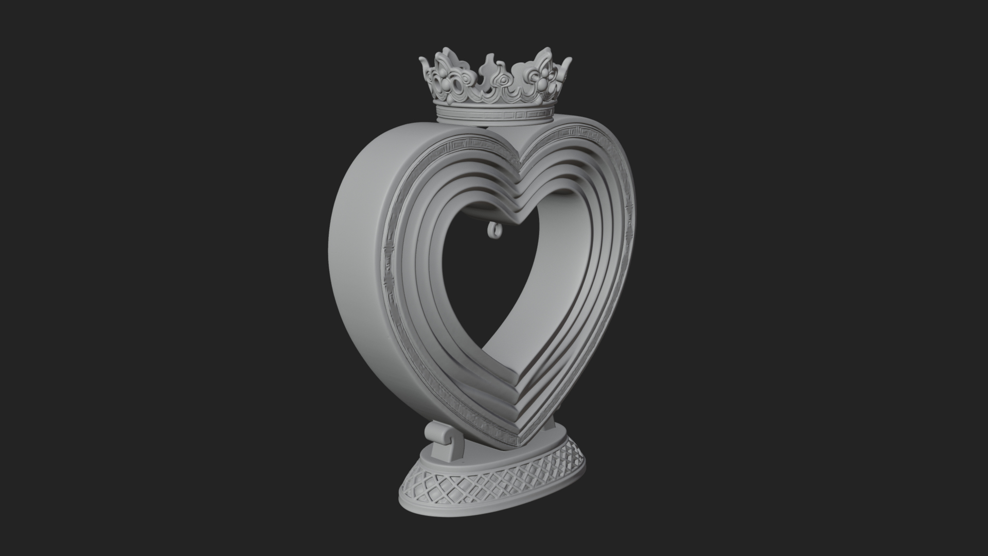 Ornate Framed Heart Plaque Design 104 3D Print Model 3D Model