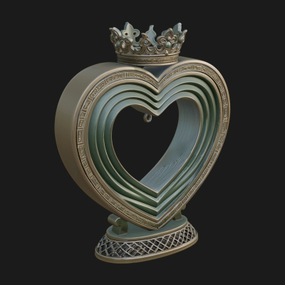Ornate Framed Heart Plaque Design 104 3D Print Model