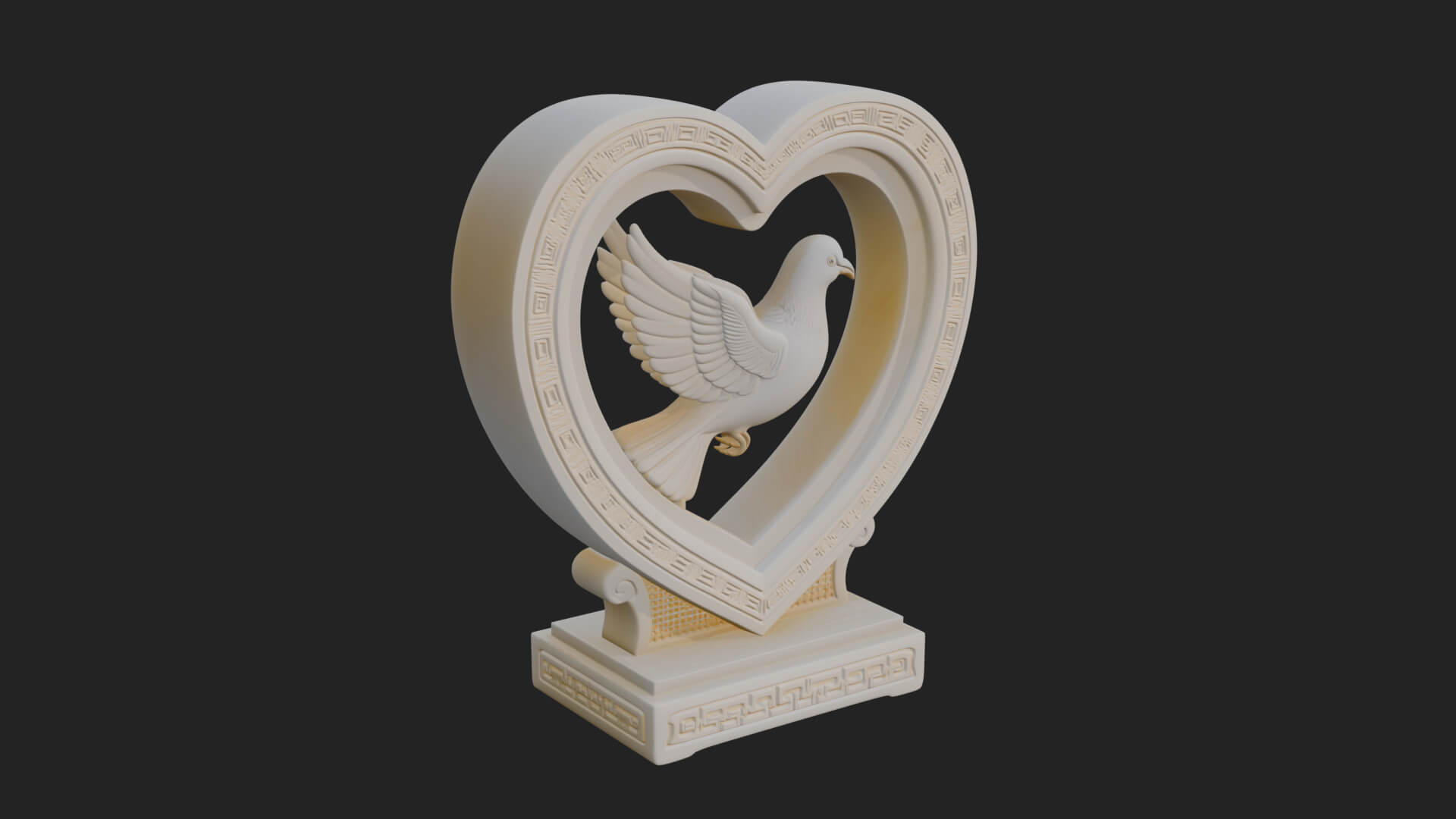 Ornate Framed Heart Plaque Design 105 3D Print Model 3D Model