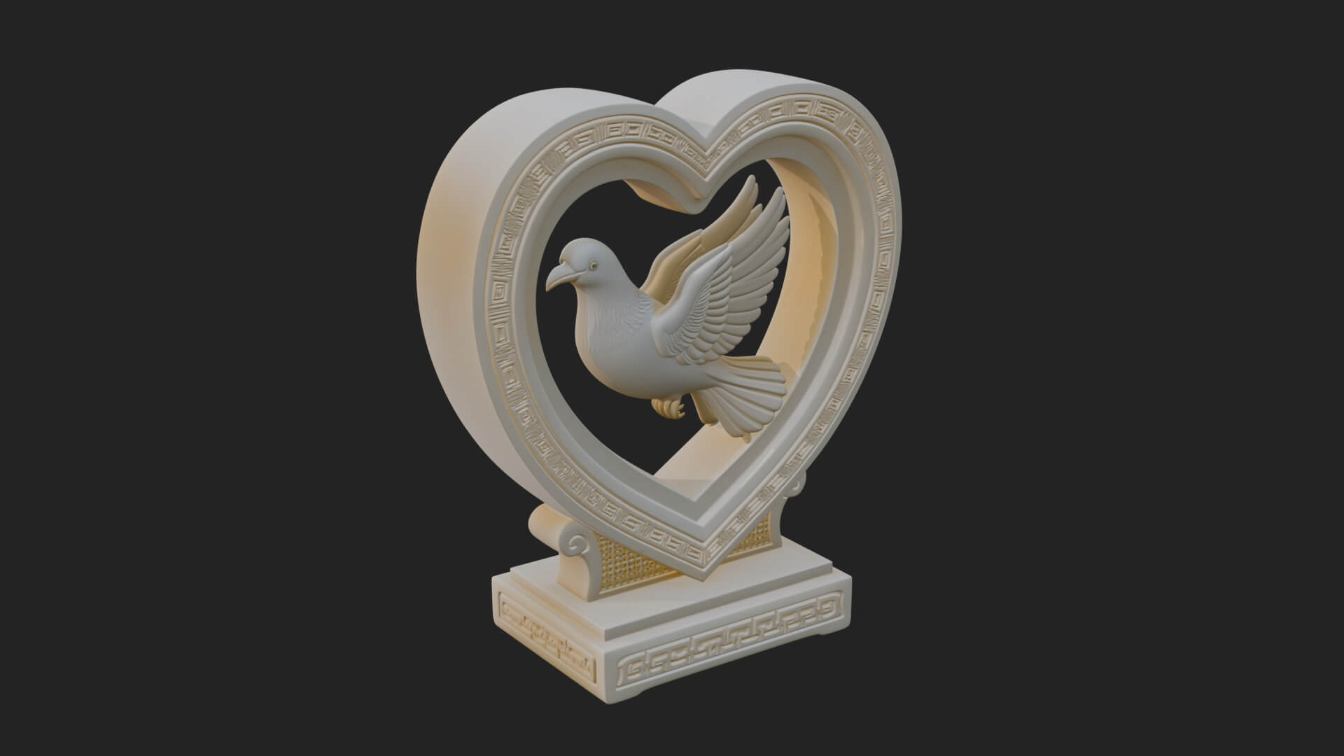 Ornate Framed Heart Plaque Design 105 3D Print Model 3D Model