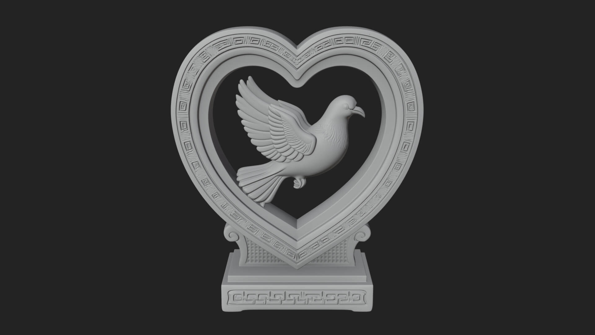 Ornate Framed Heart Plaque Design 105 3D Print Model 3D Model