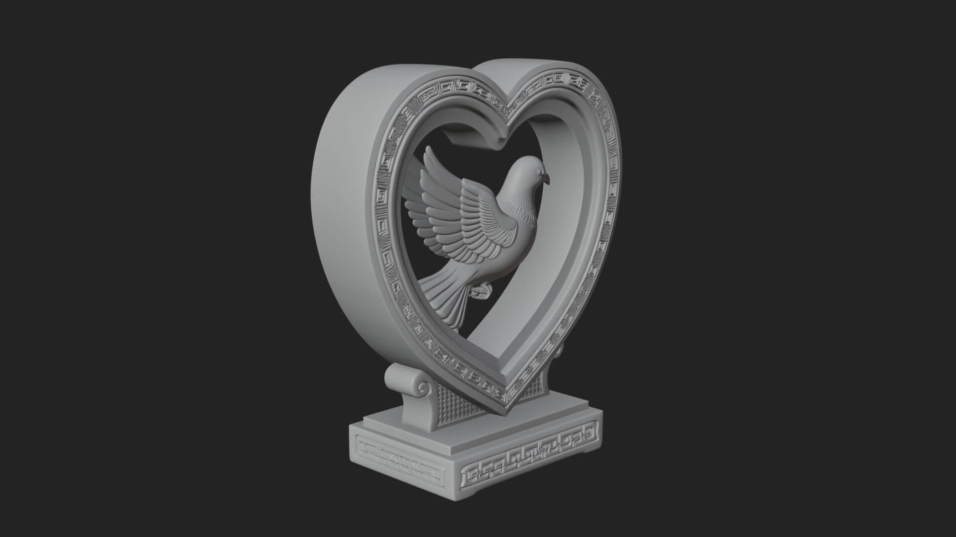 Ornate Framed Heart Plaque Design 105 3D Print Model 3D Model