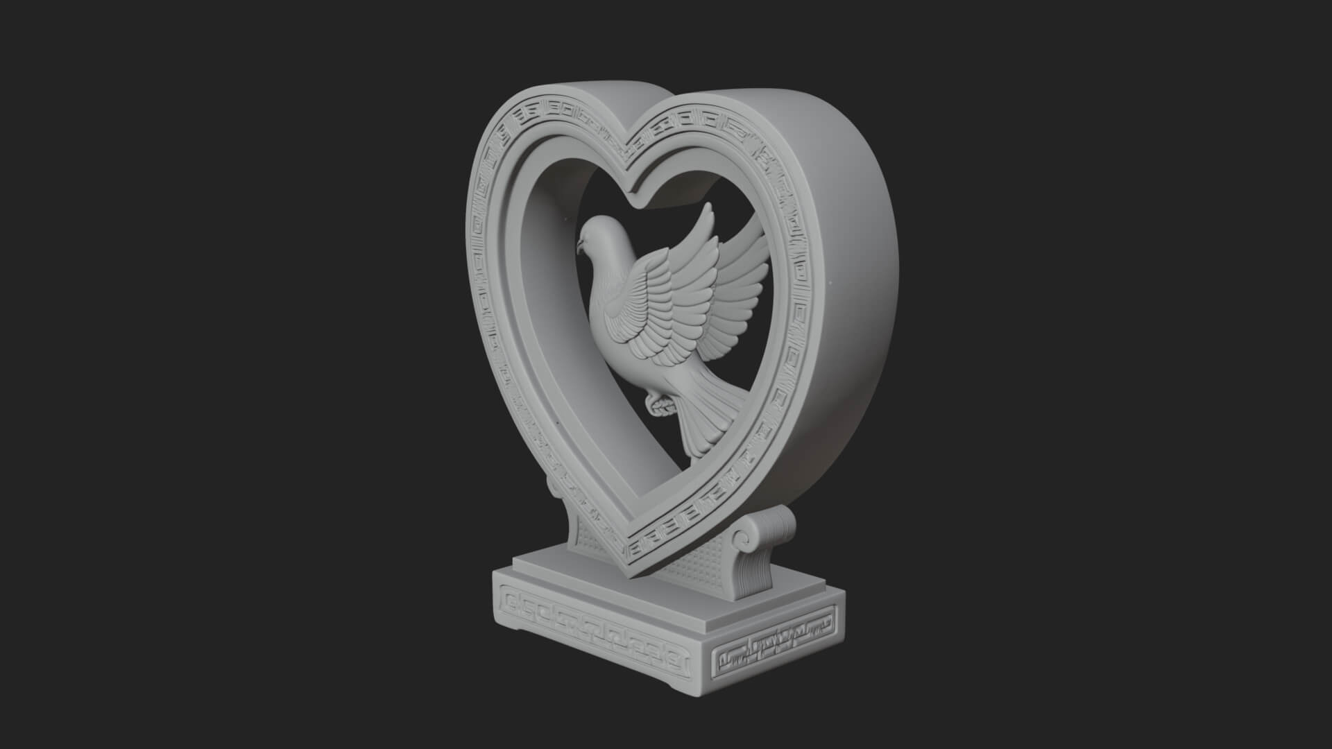 Ornate Framed Heart Plaque Design 105 3D Print Model 3D Model