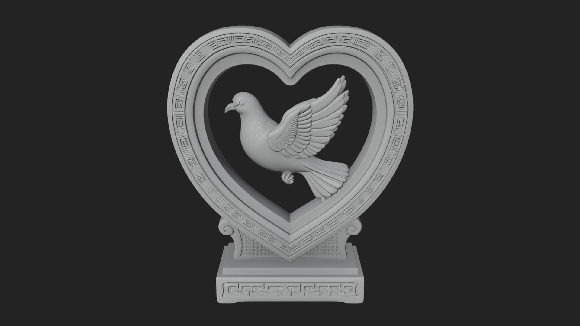 Ornate Framed Heart Plaque Design 105 3D Print Model 3D Model