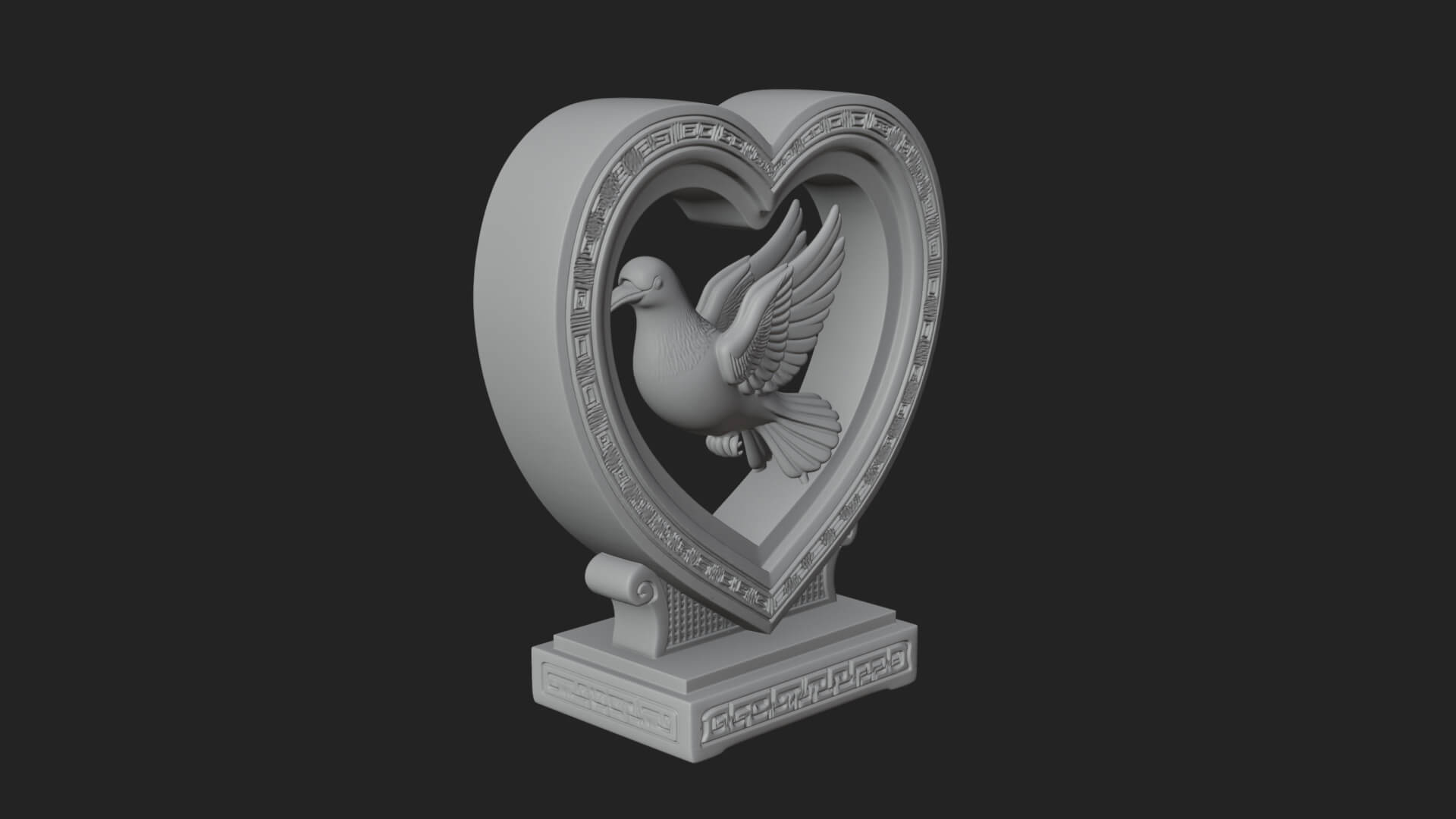 Ornate Framed Heart Plaque Design 105 3D Print Model 3D Model