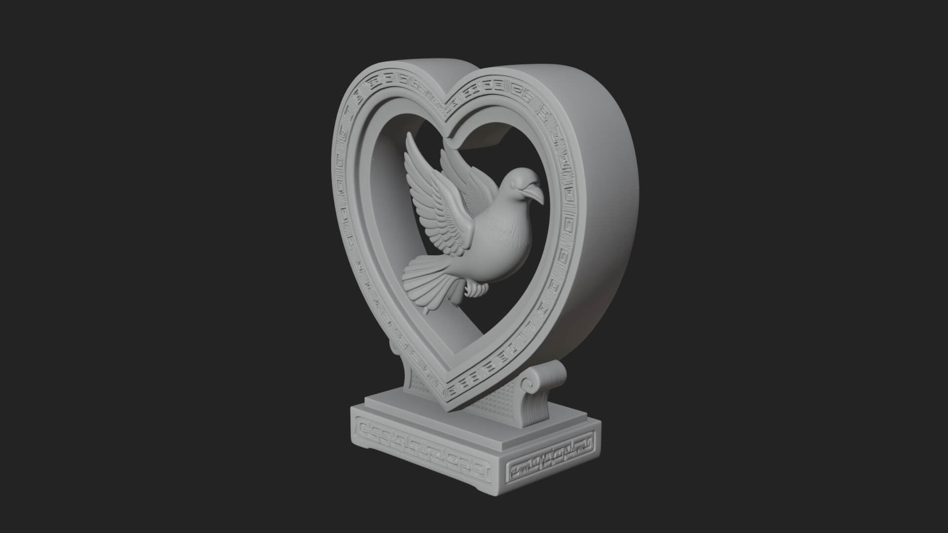 Ornate Framed Heart Plaque Design 105 3D Print Model 3D Model