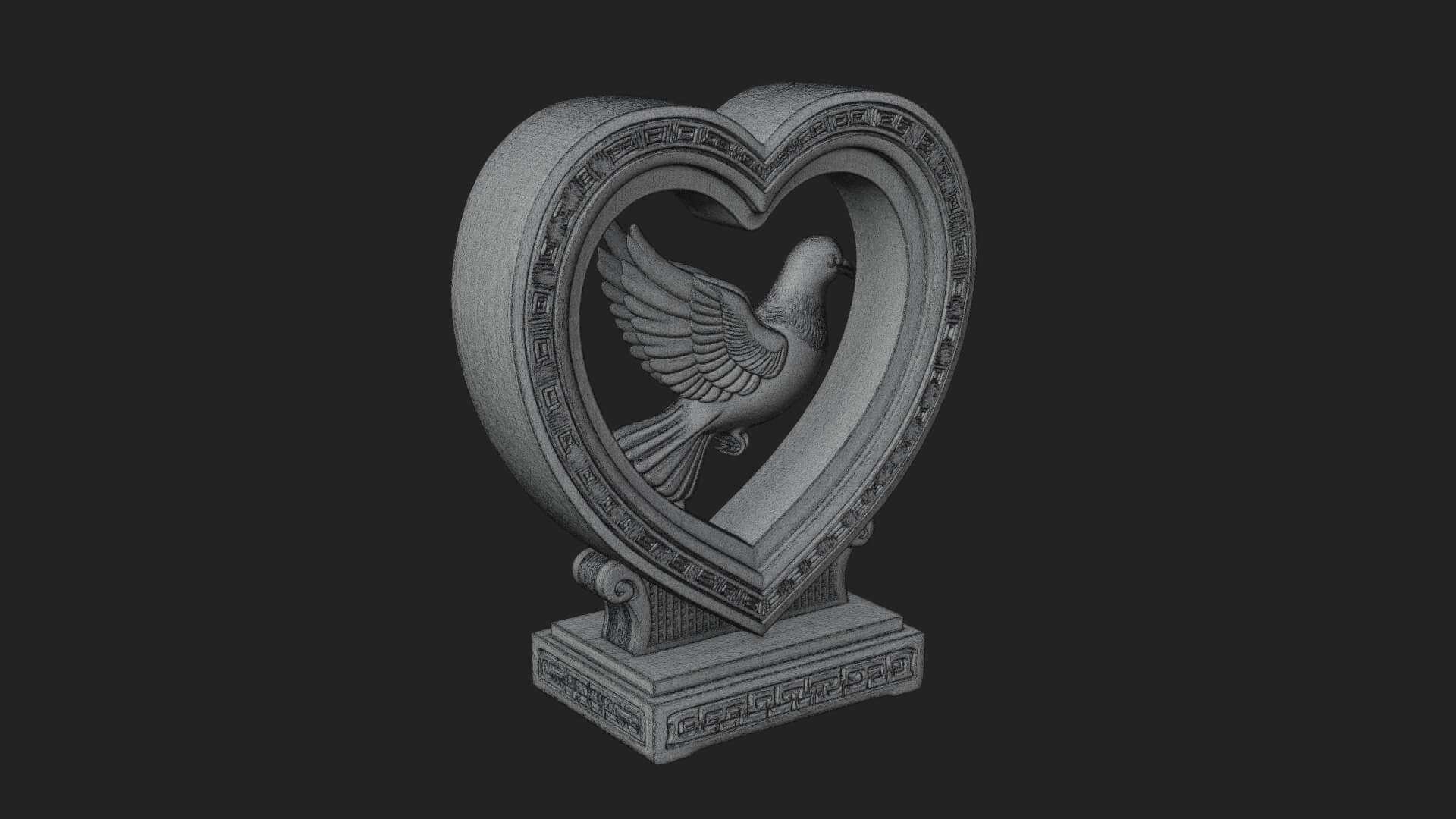 Ornate Framed Heart Plaque Design 105 3D Print Model 3D Model