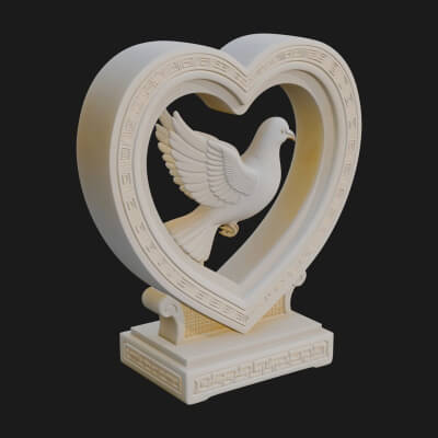 Ornate Framed Heart Plaque Design 105 3D Print Model