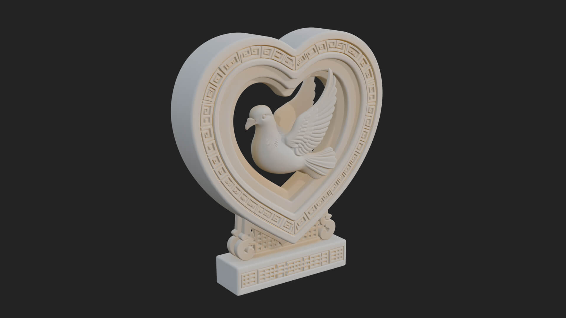Ornate Framed Heart Plaque Design 106 3D Print Model 3D Model