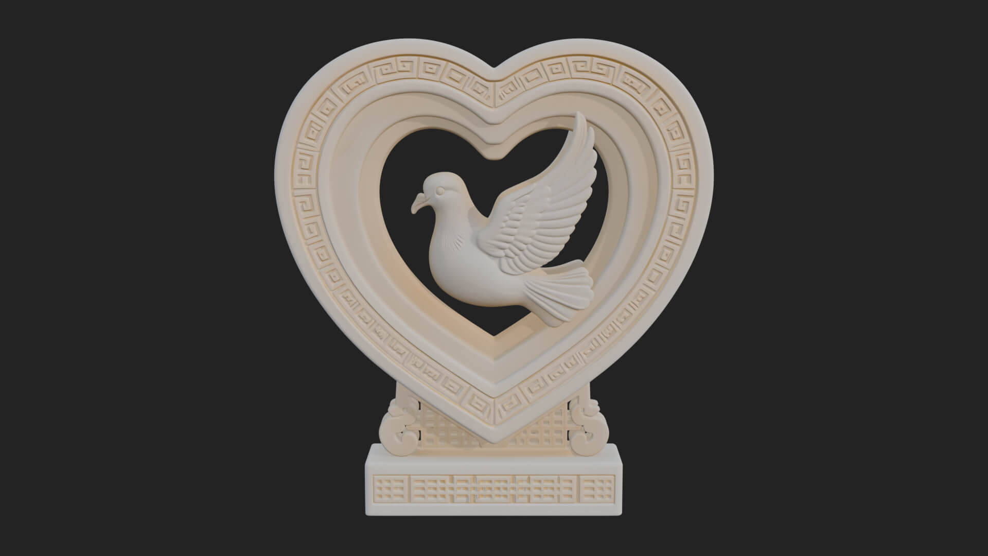 Ornate Framed Heart Plaque Design 106 3D Print Model 3D Model
