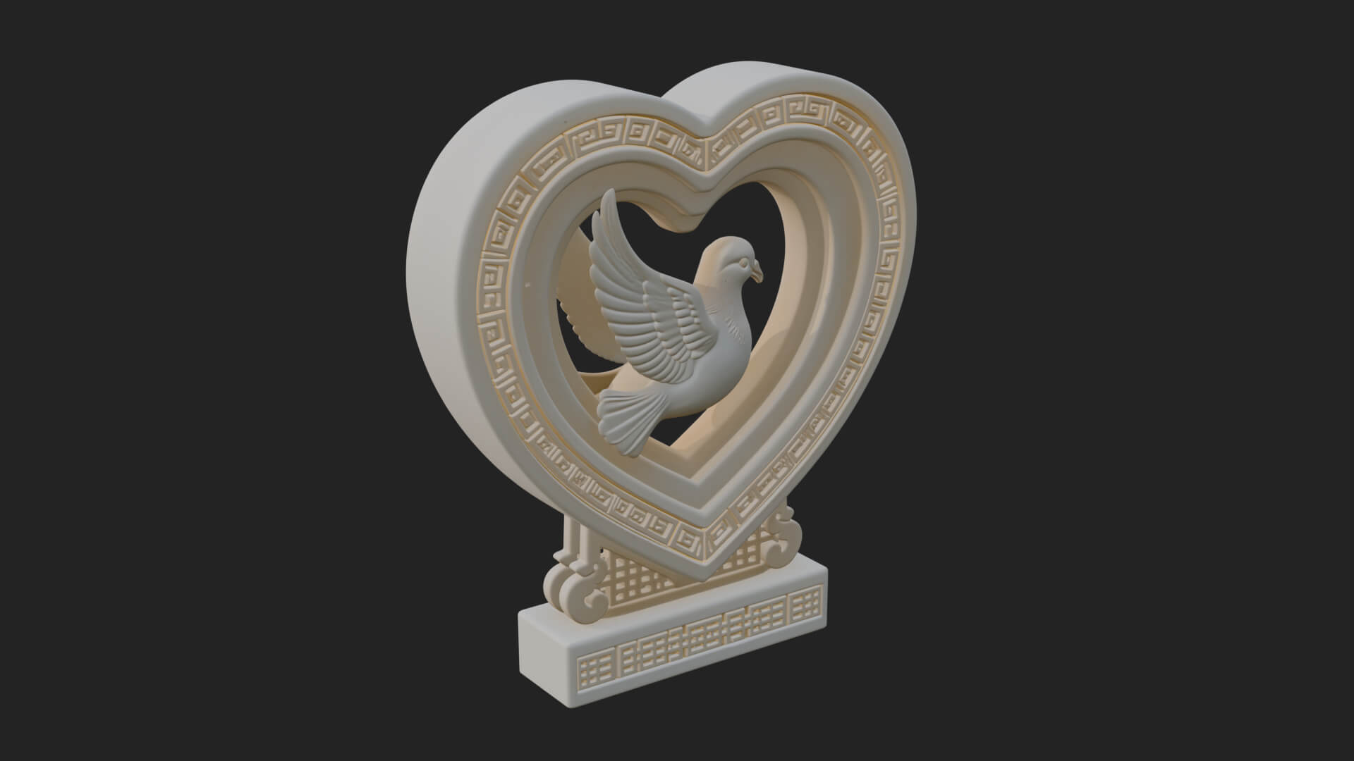 Ornate Framed Heart Plaque Design 106 3D Print Model 3D Model