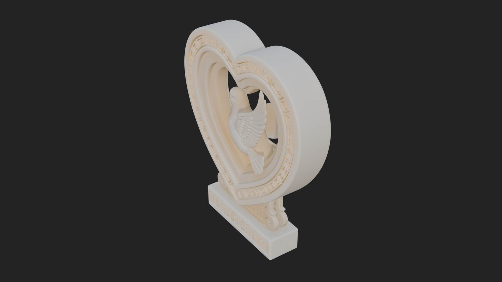 Ornate Framed Heart Plaque Design 106 3D Print Model 3D Model