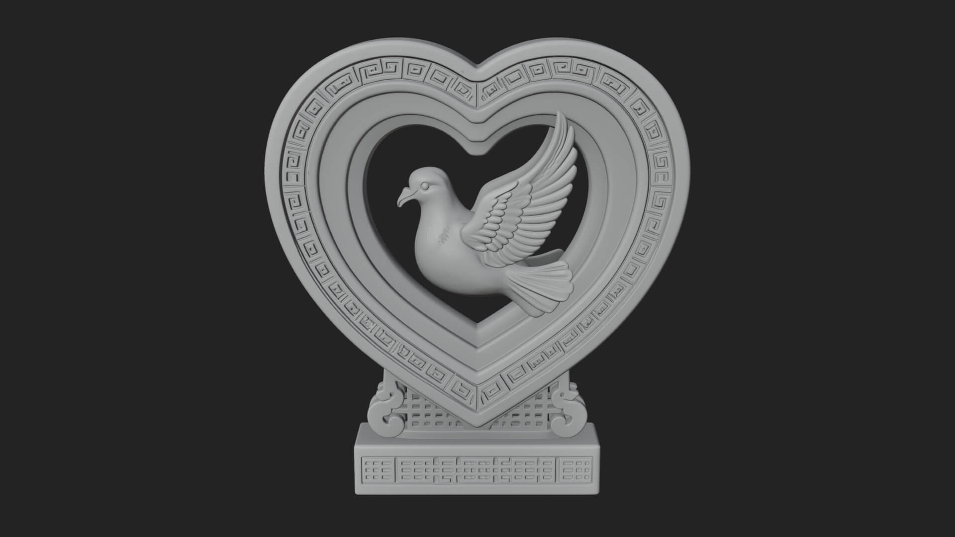 Ornate Framed Heart Plaque Design 106 3D Print Model 3D Model