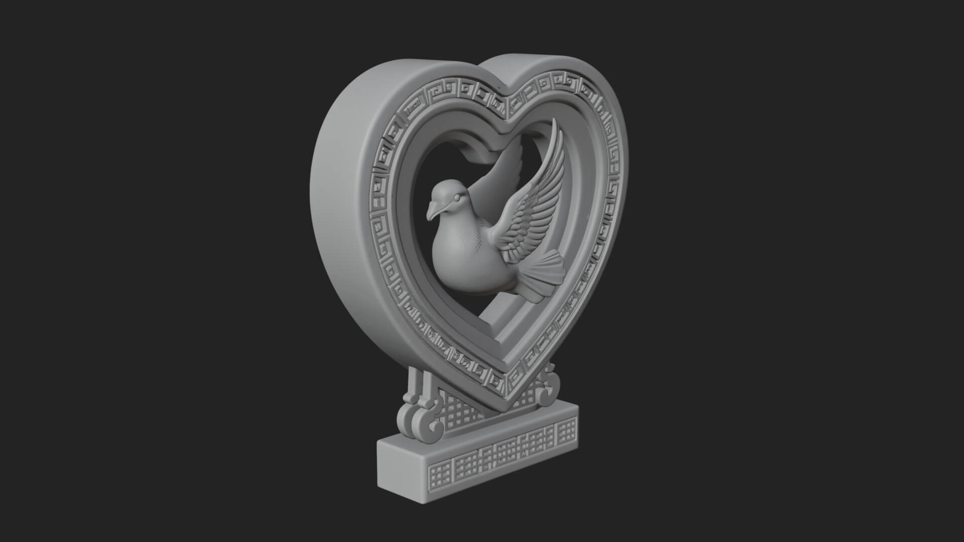 Ornate Framed Heart Plaque Design 106 3D Print Model 3D Model