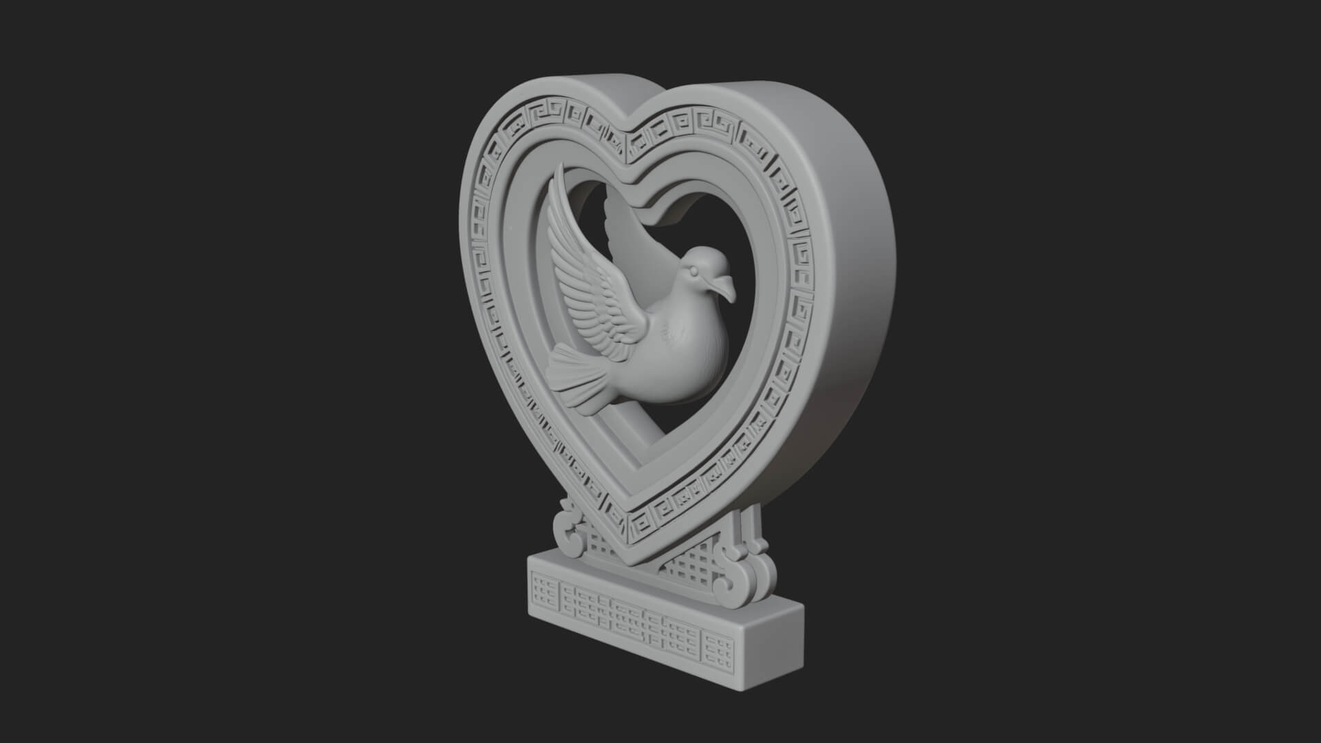 Ornate Framed Heart Plaque Design 106 3D Print Model 3D Model