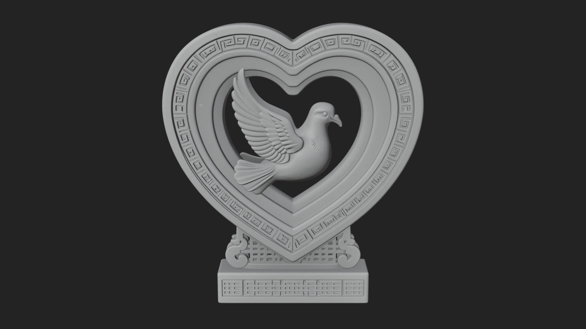 Ornate Framed Heart Plaque Design 106 3D Print Model 3D Model
