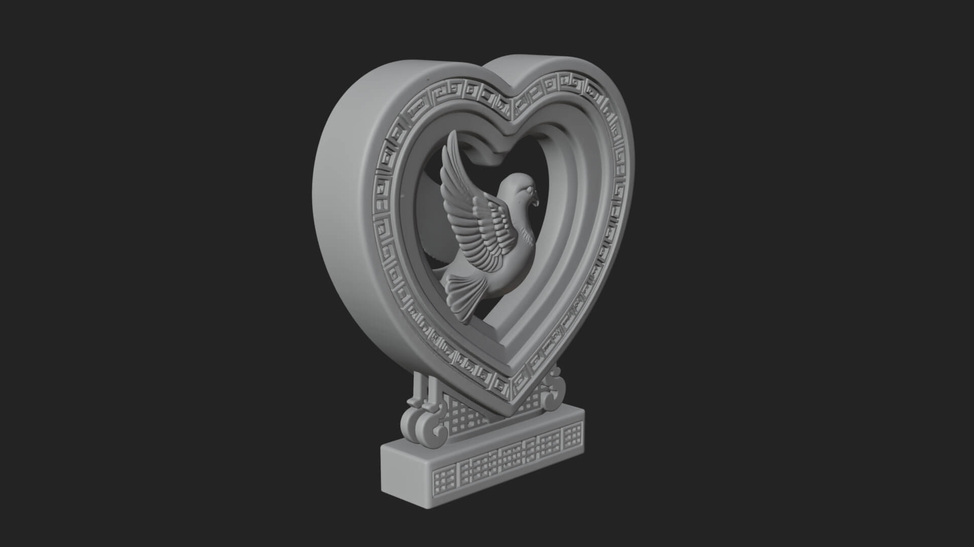 Ornate Framed Heart Plaque Design 106 3D Print Model 3D Model