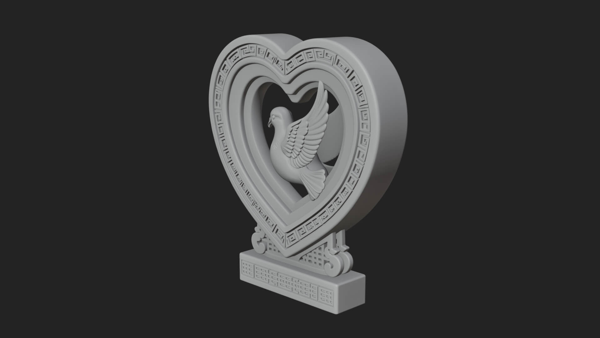 Ornate Framed Heart Plaque Design 106 3D Print Model 3D Model