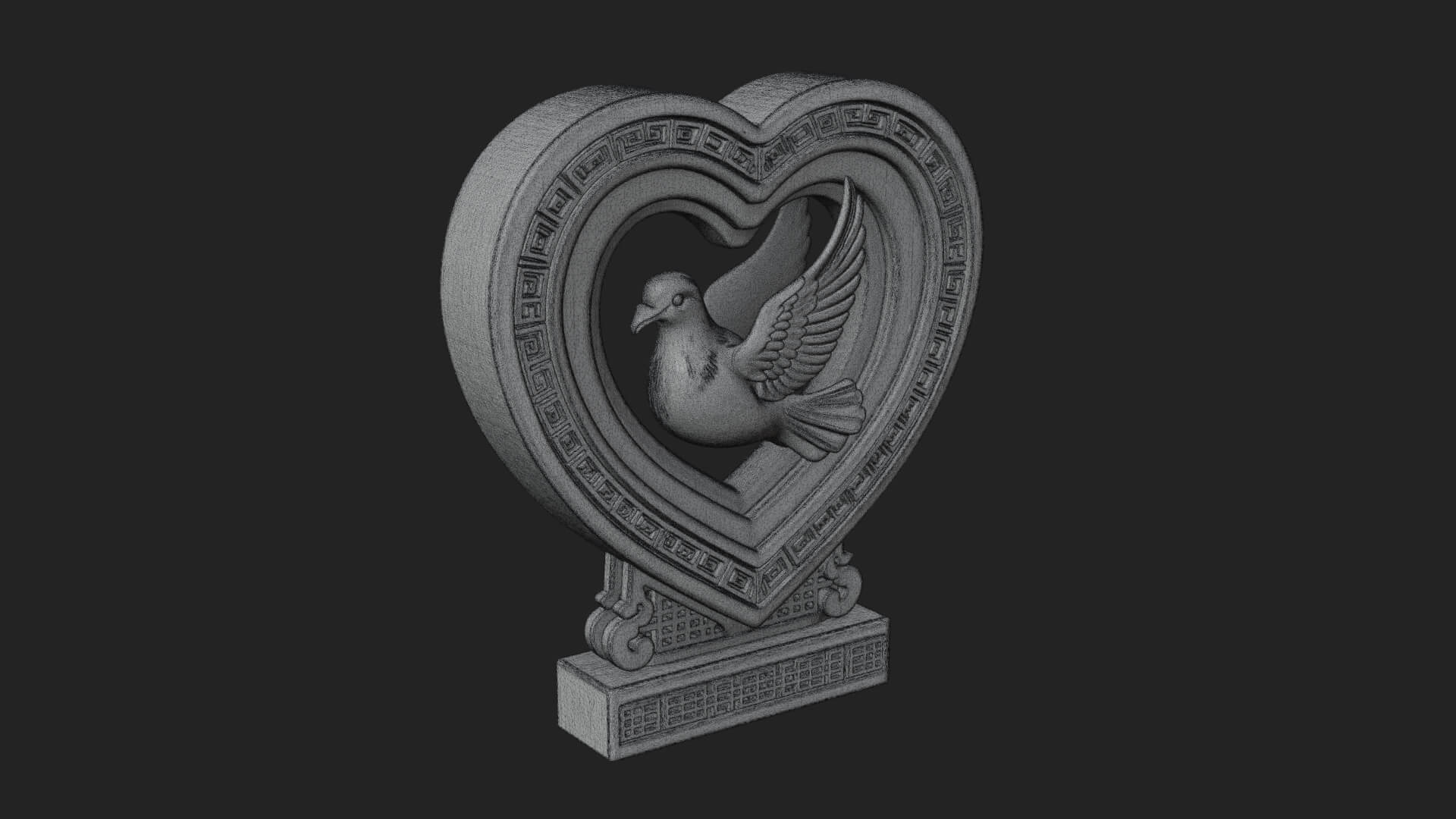 Ornate Framed Heart Plaque Design 106 3D Print Model 3D Model