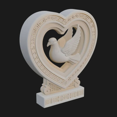 Ornate Framed Heart Plaque Design 106 3D Print Model