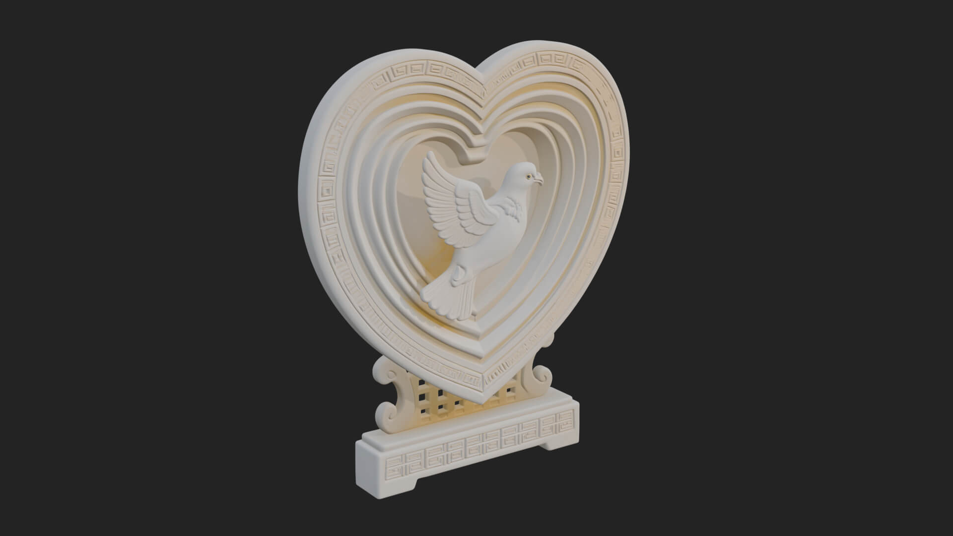 Ornate Framed Heart Plaque Design 107 3D Print Model 3D Model