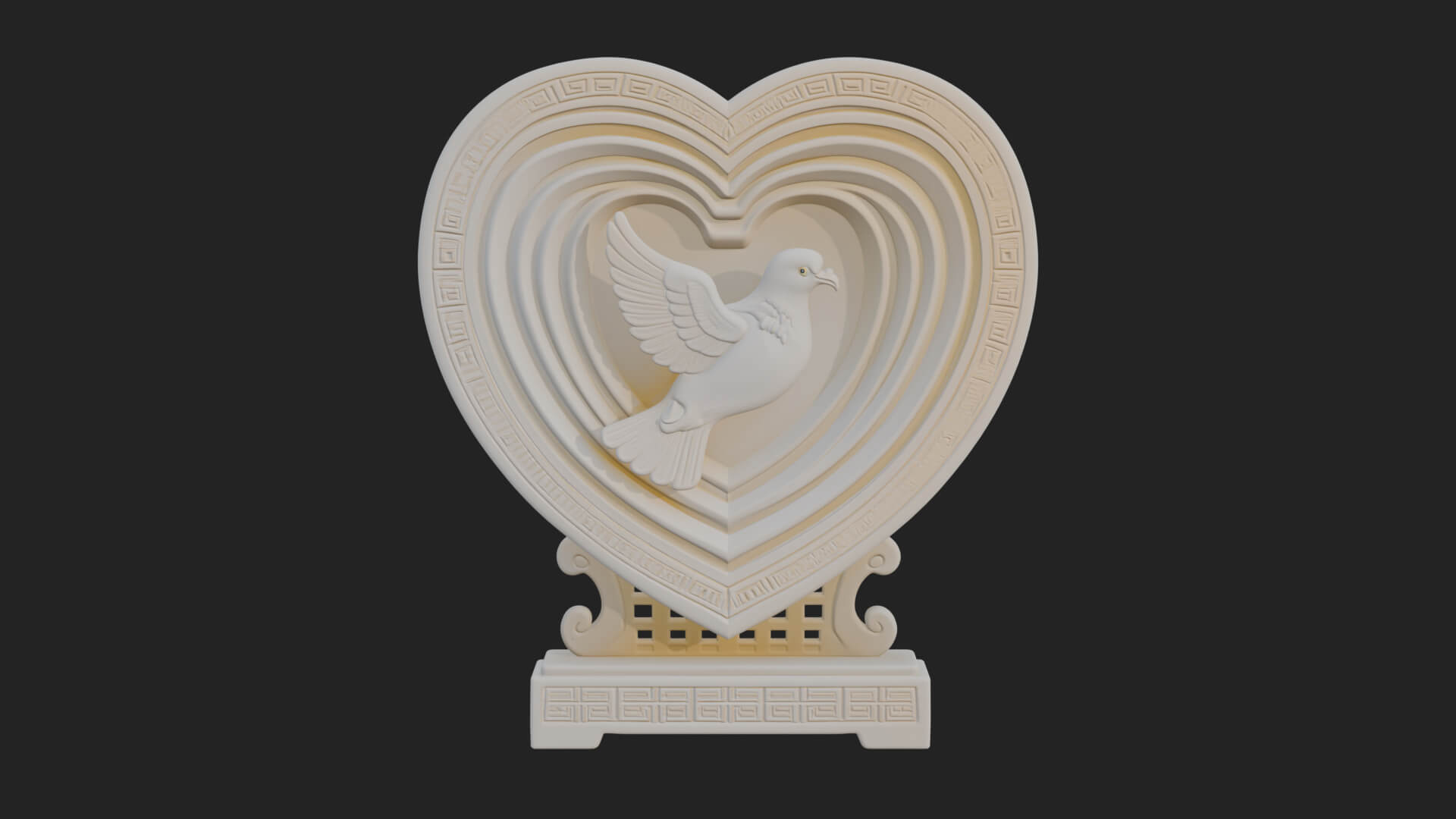 Ornate Framed Heart Plaque Design 107 3D Print Model 3D Model