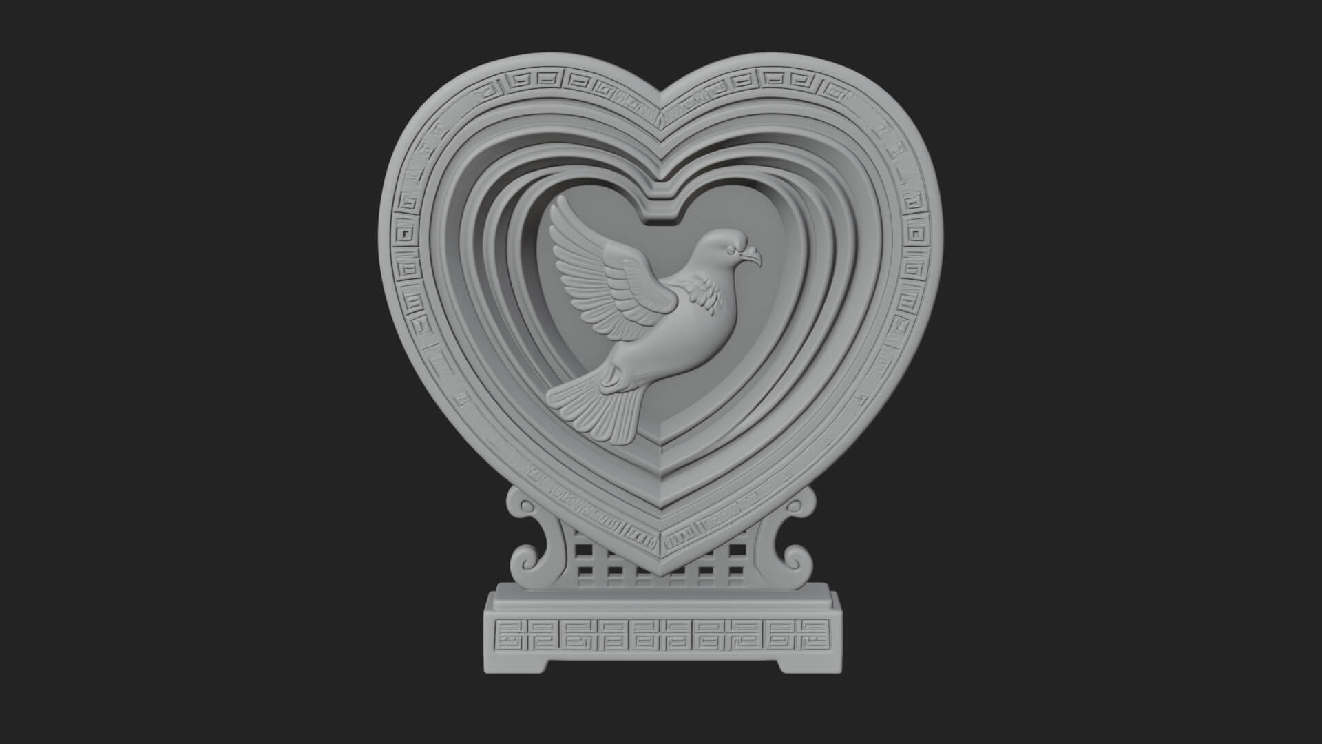 Ornate Framed Heart Plaque Design 107 3D Print Model 3D Model