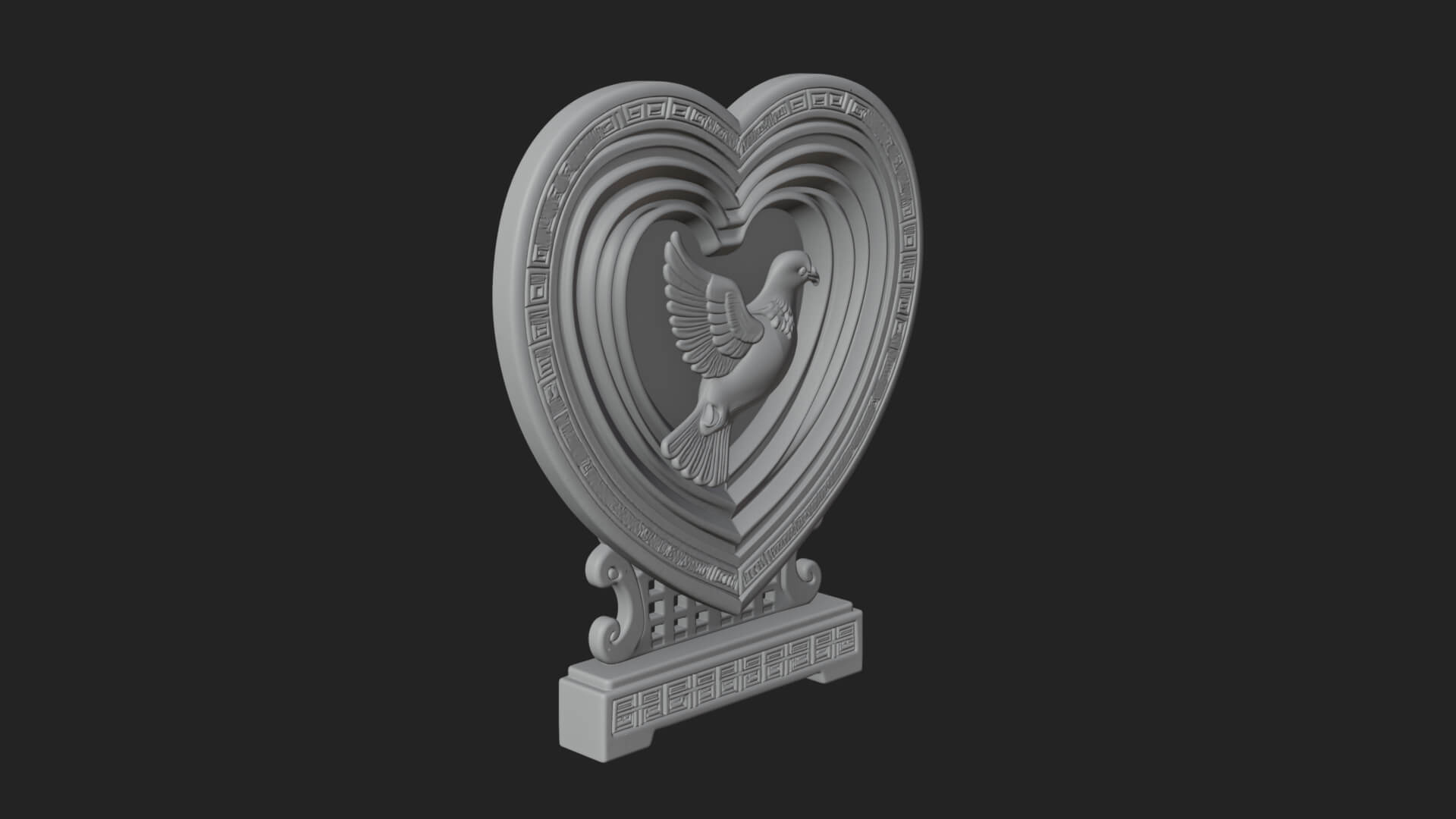Ornate Framed Heart Plaque Design 107 3D Print Model 3D Model