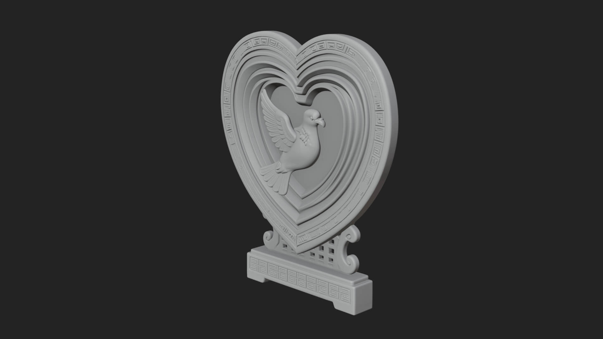 Ornate Framed Heart Plaque Design 107 3D Print Model 3D Model