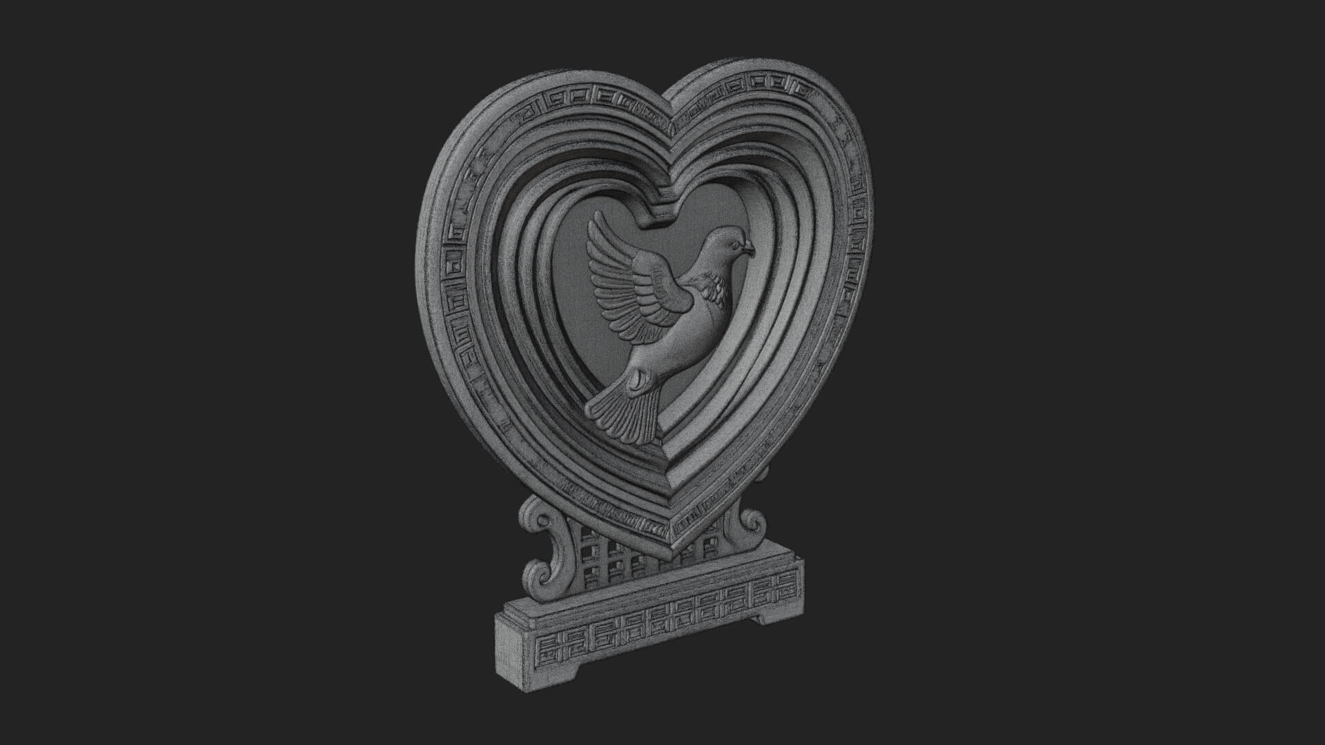 Ornate Framed Heart Plaque Design 107 3D Print Model 3D Model