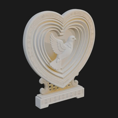 Ornate Framed Heart Plaque Design 107 3D Print Model