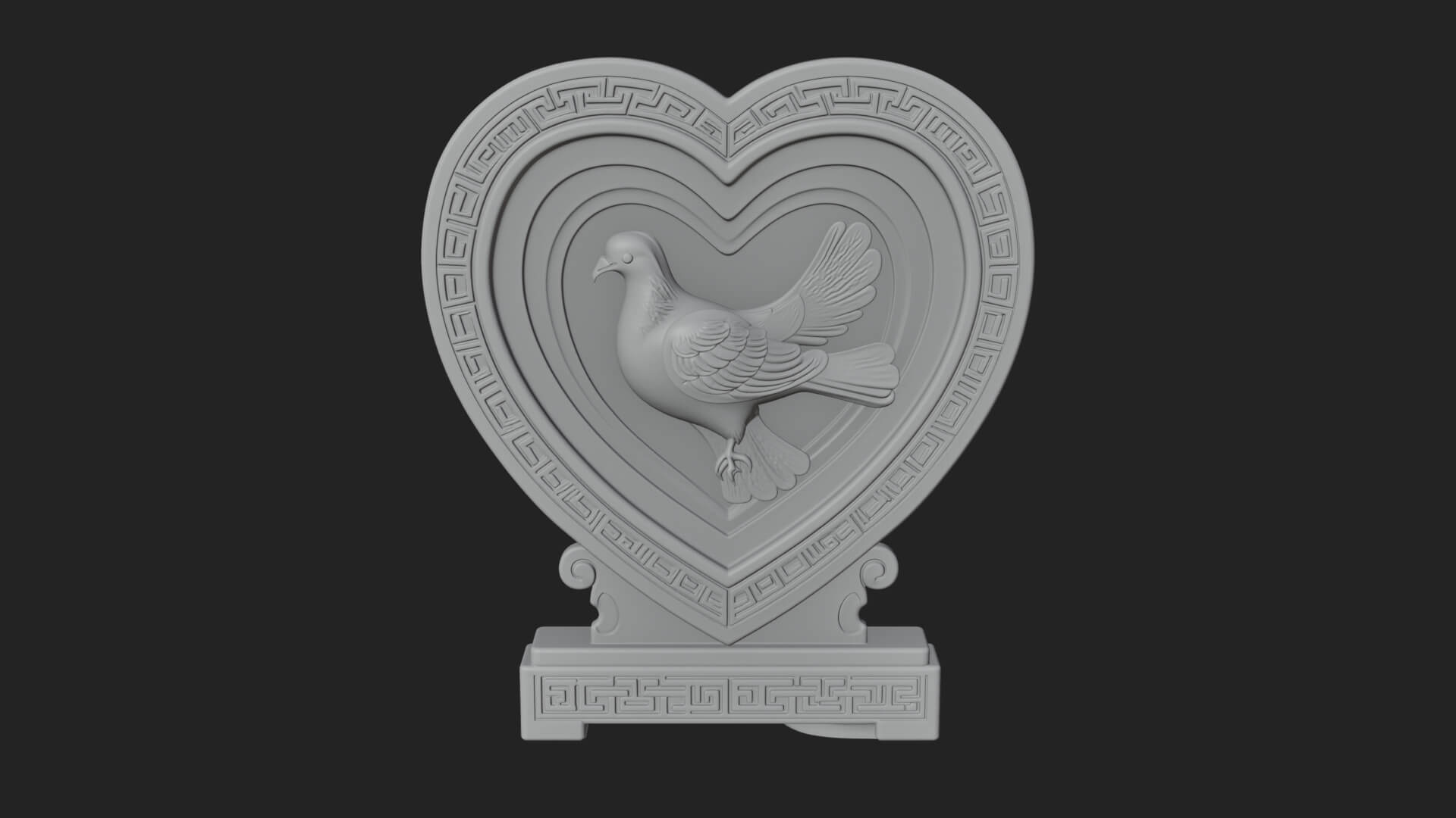 Ornate Framed Heart Plaque Design 108 3D Print Model 3D Model