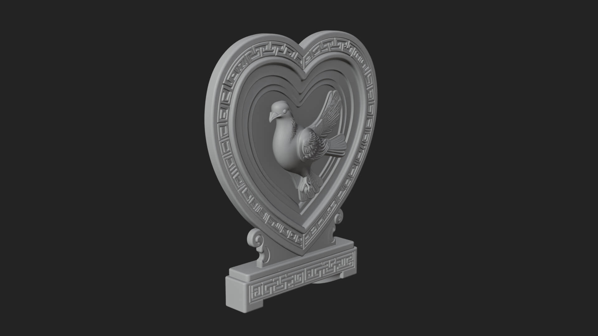 Ornate Framed Heart Plaque Design 108 3D Print Model 3D Model