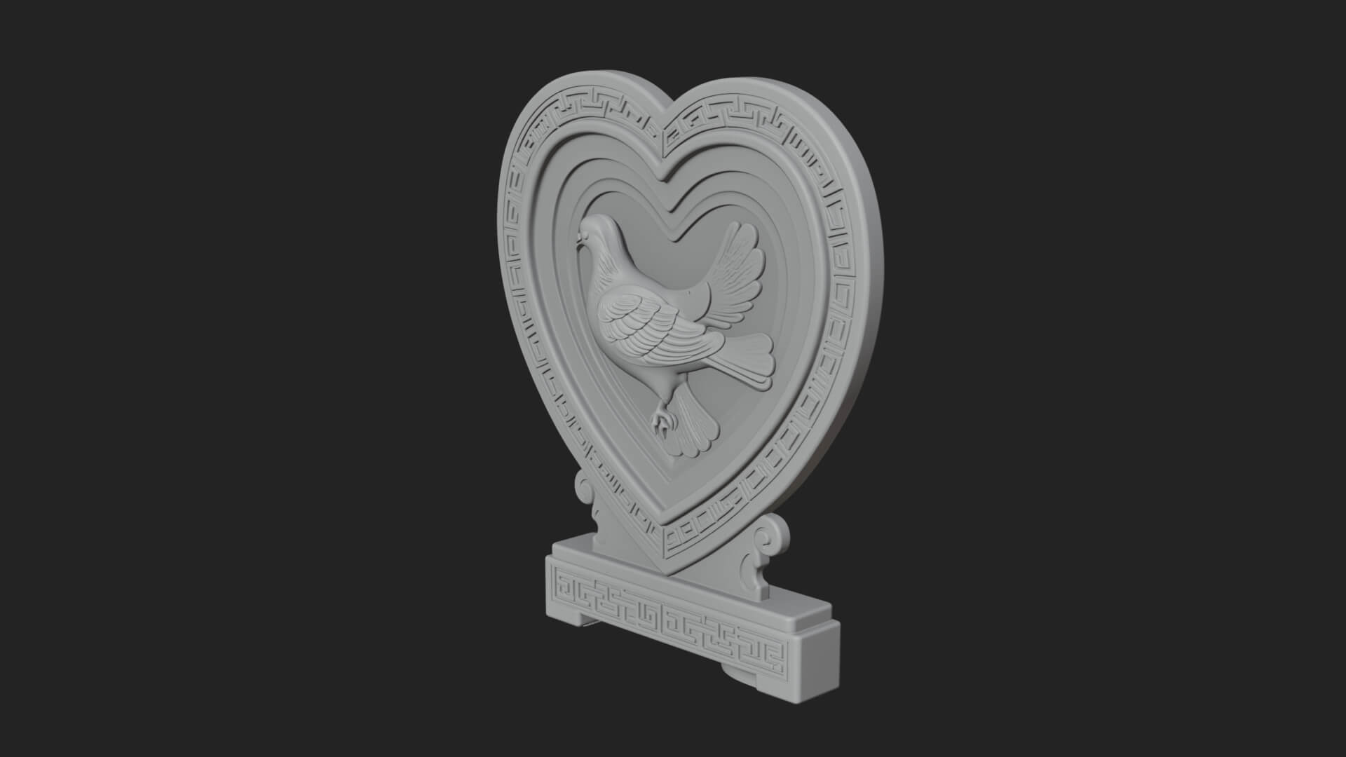 Ornate Framed Heart Plaque Design 108 3D Print Model 3D Model
