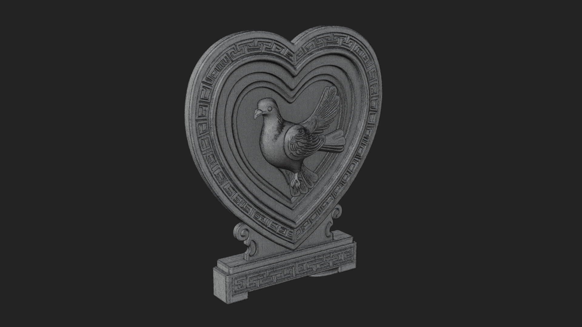 Ornate Framed Heart Plaque Design 108 3D Print Model 3D Model