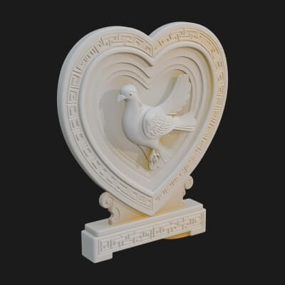 Ornate Framed Heart Plaque Design 108 3D Print Model