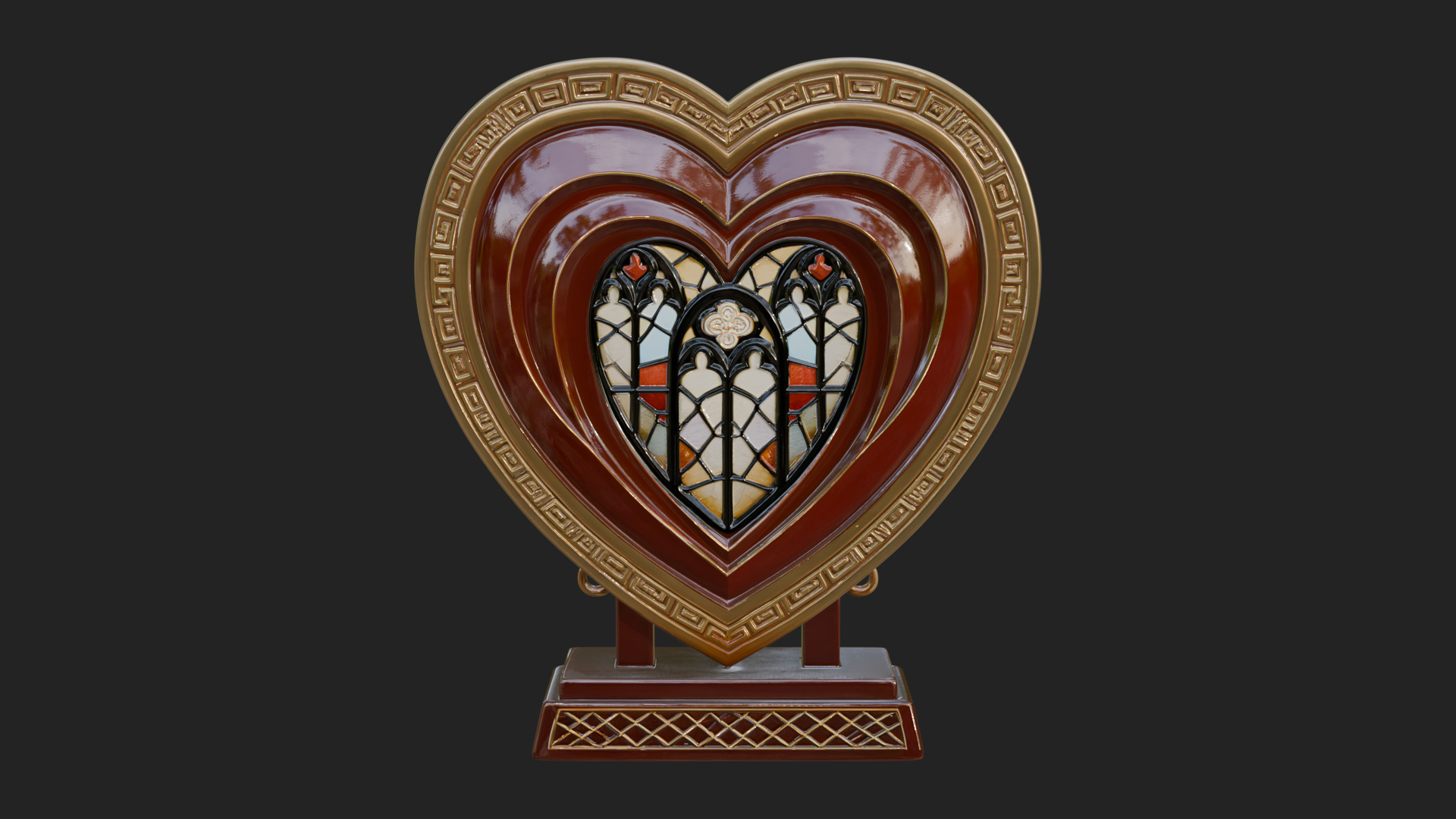 Ornate Framed Heart Plaque Design 109 3D Print Model 3D Model
