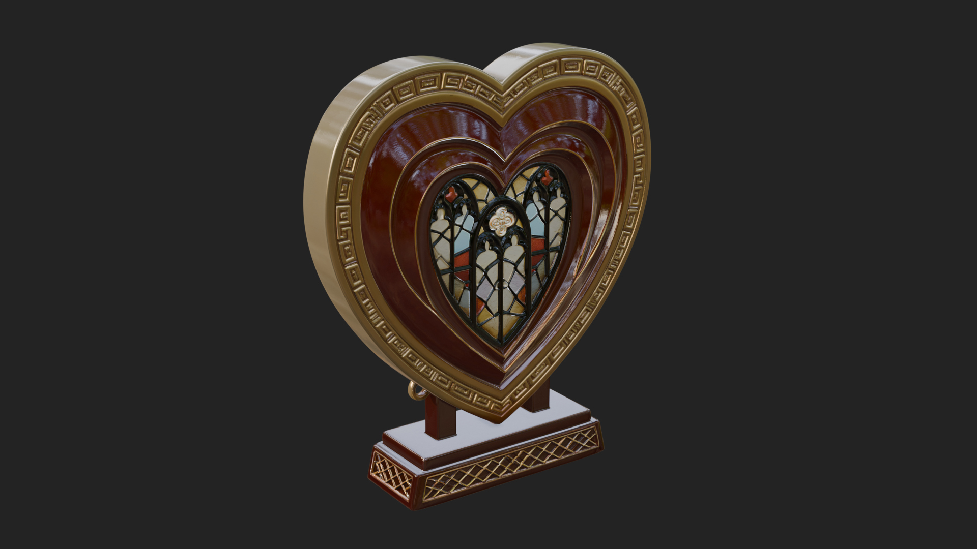 Ornate Framed Heart Plaque Design 109 3D Print Model 3D Model